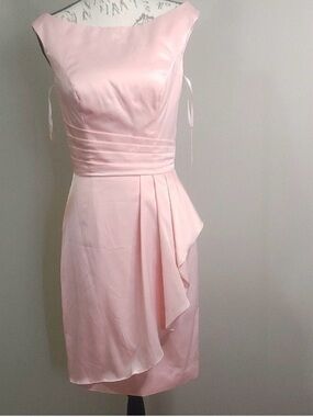 Pink Asymmetrical Ruched Sheath Dress